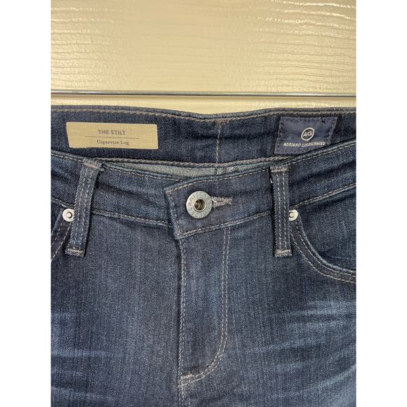 AG Adriano Goldschmied The Stilt Cigarette Leg Denim Jean Dark Wash Blue 26R - Picture 3 of 6